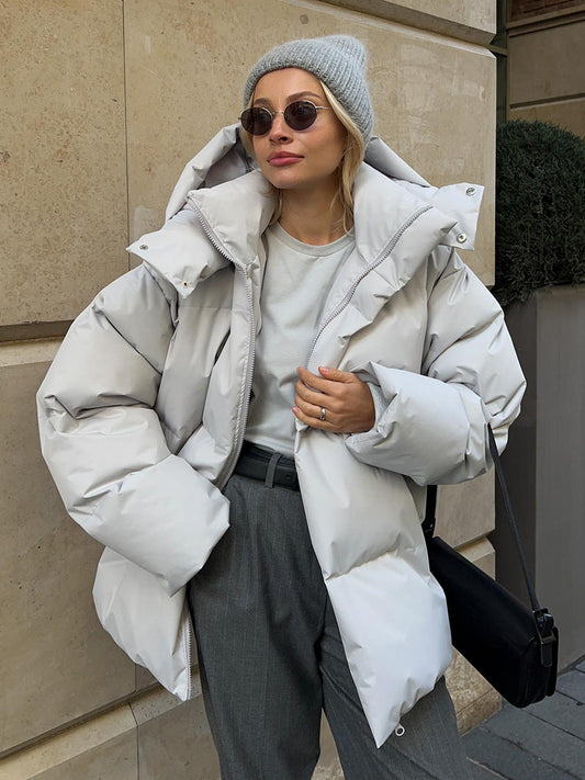 Fashion Coat With Removable Hood Cotton Jacket Winter Warm Windproof Loose Cotton Jacket Loose Parka Outerwear Clothing ETYN
