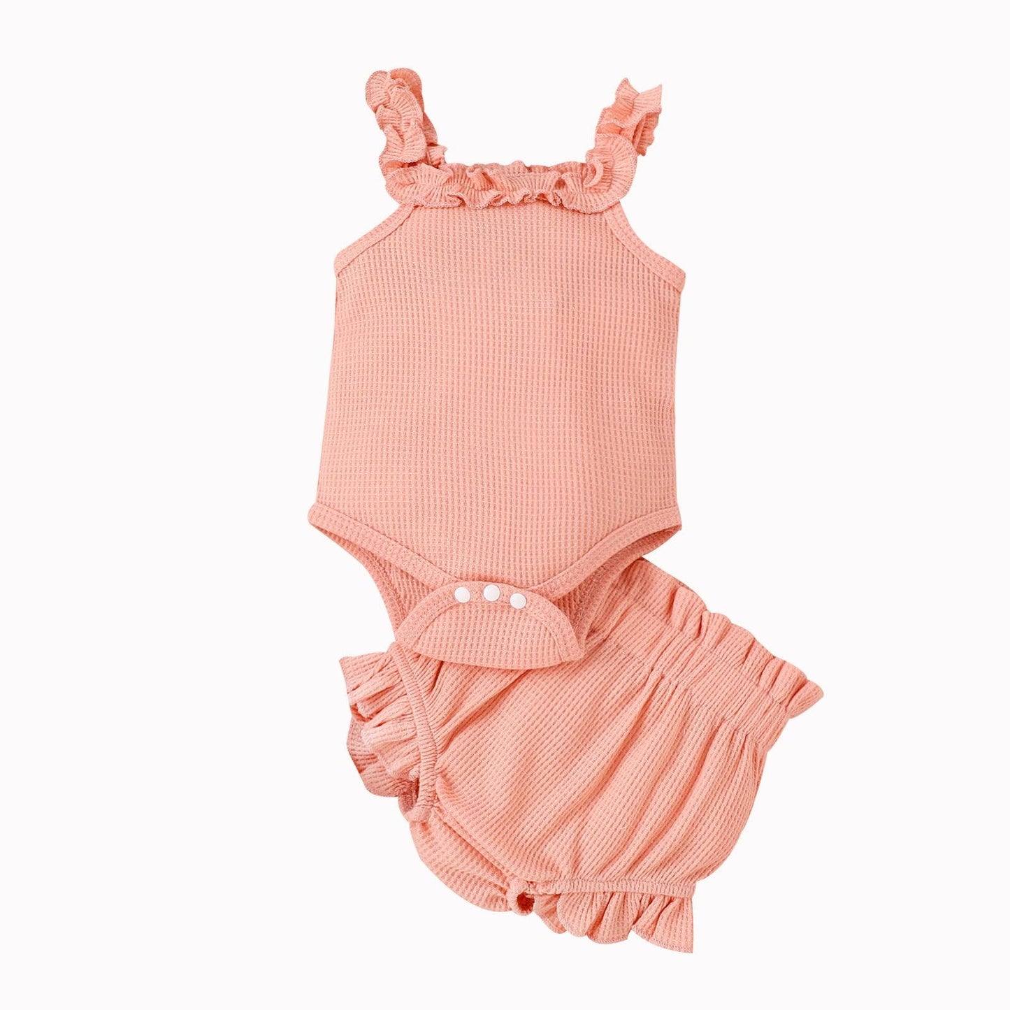 Children's Ins Suit Waffle Sling Romper Shorts Suit
