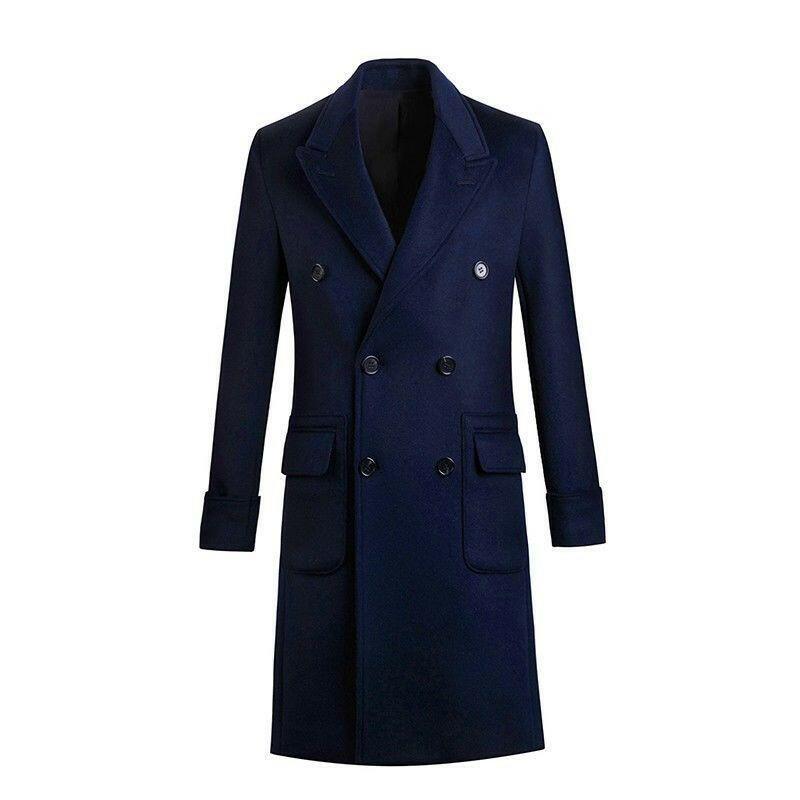Slim Double Breasted Men's Autumn And Winter Woolen Trench Coat - myETYN