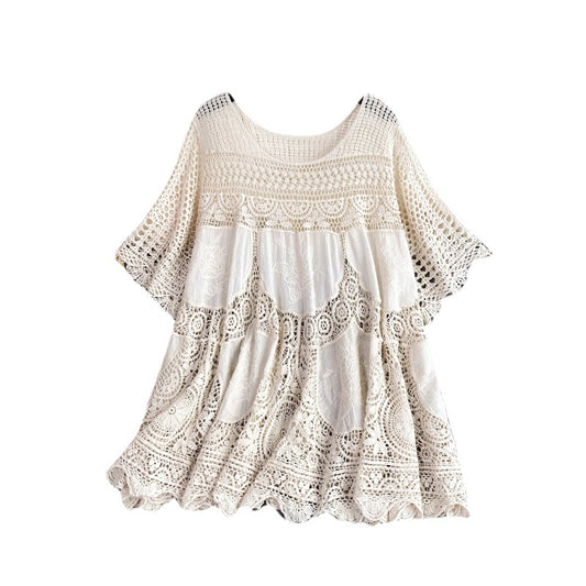 Summer Vacation Style Cutout Blouse Women's Korean Style