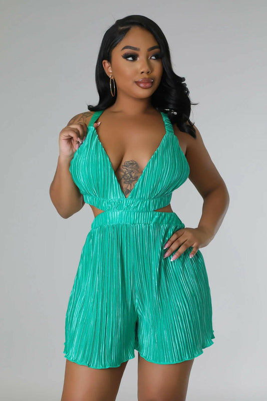 Women Clothing Summer Sexy Sleeveless V neck Folding Suspender Jumpsuit