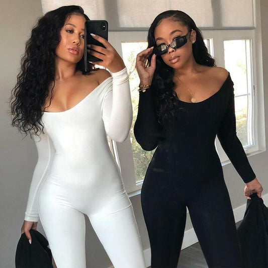 Women Clothing Autumn Long Sleeve Slim Fit Hip Raise Leggings Jumpsuit for Women