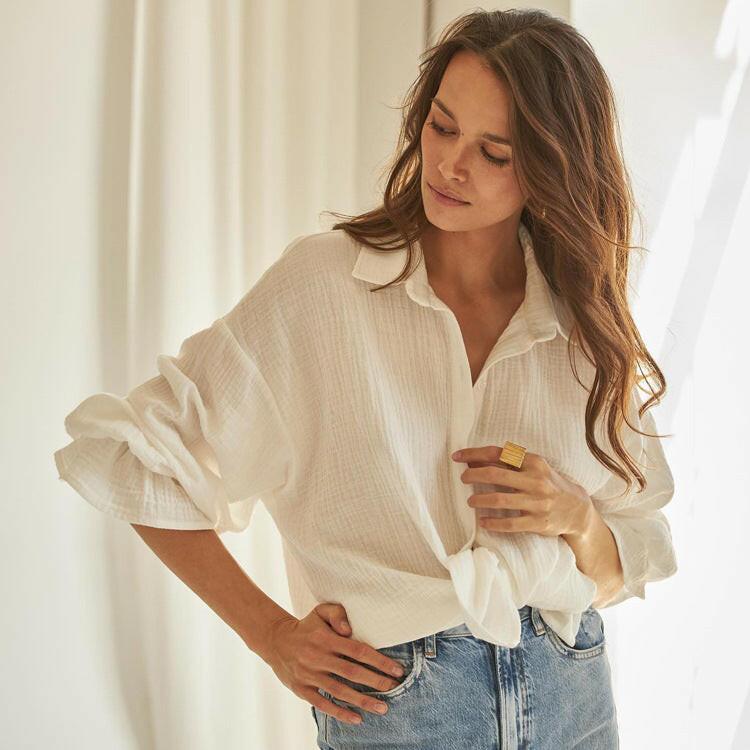 Autumn Flared Sleeves Long Sleeves Shirt Full Casual Niche White Shirt for Women - myETYN