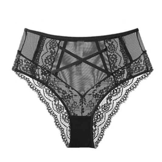 Seduction Sexy Mesh Panties Transparent High Waist Black Beige Underwear - myETYN