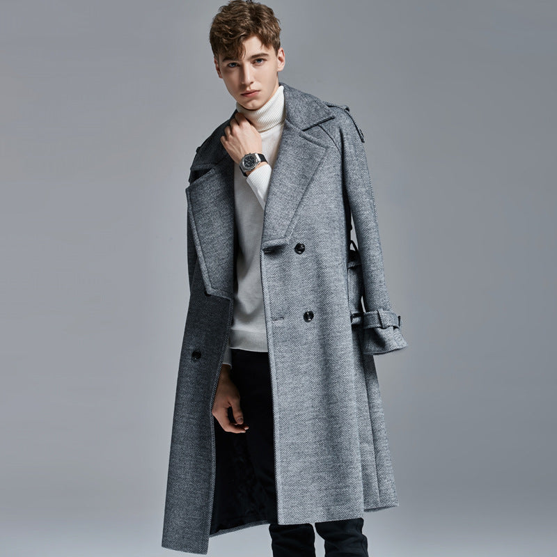 Above-knee Herringbone Coat For Men - myETYN