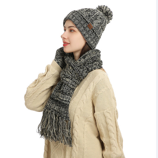 Three-piece Hat Thick Scarf Touch Screen Gloves - myETYN