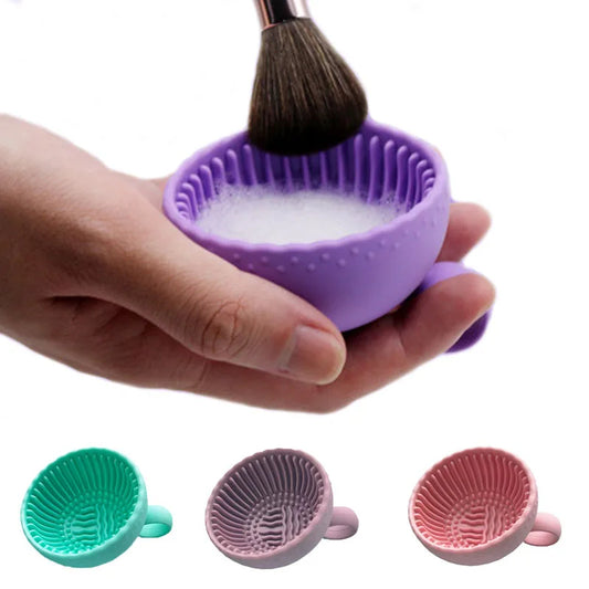 Makeup Brush Cleaner Folding Powder Puff Cleaning Bowl Eyeshadow Brushes Wash Clean Mat Beauty Tools Soft Silicone Scrubber Box - myETYN