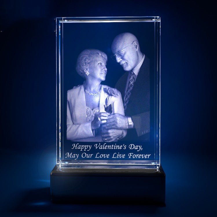 3D Laser Square Crystal Photo Frame With Love Custom Glass Cube - myetyn