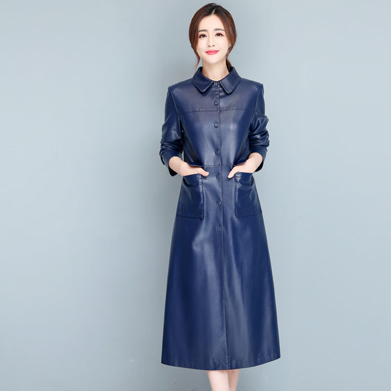 Ladies Fashion Thin Leather Trench Coat – Korean Style Sheepskin Outerwear
