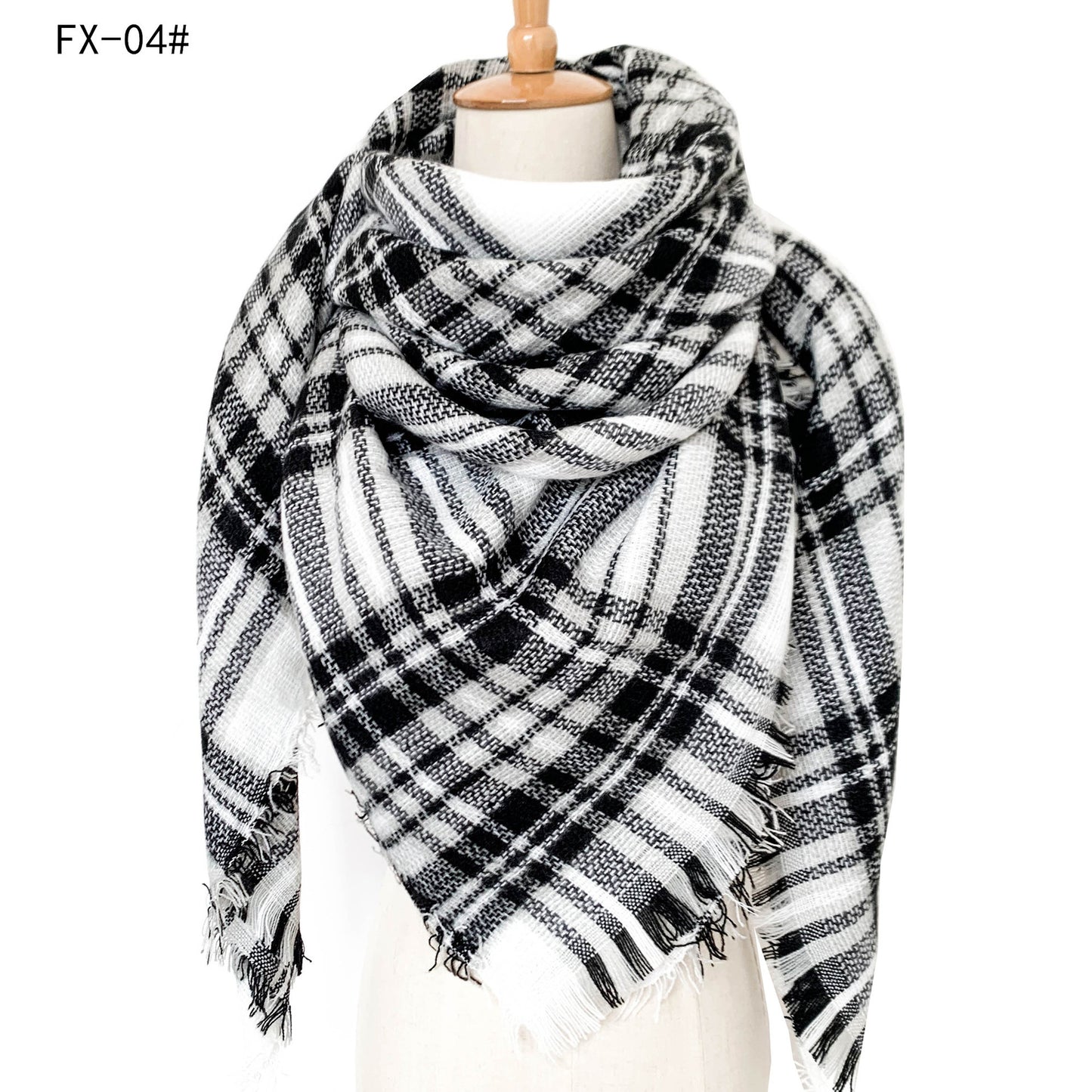 Double-Sided Colorful Plaid Scarf with Cashmere-like Feel - myETYN