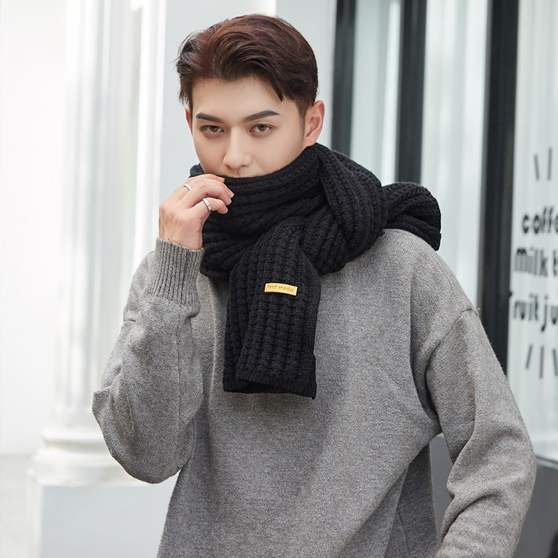 Men's And Women's Solid Colour Woollen Long Warm Knitted Scarf - myETYN