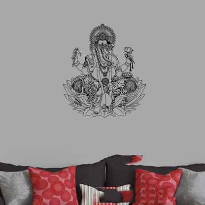 Indian Elephant Head Lotus Pattern Home Decoration Sticker