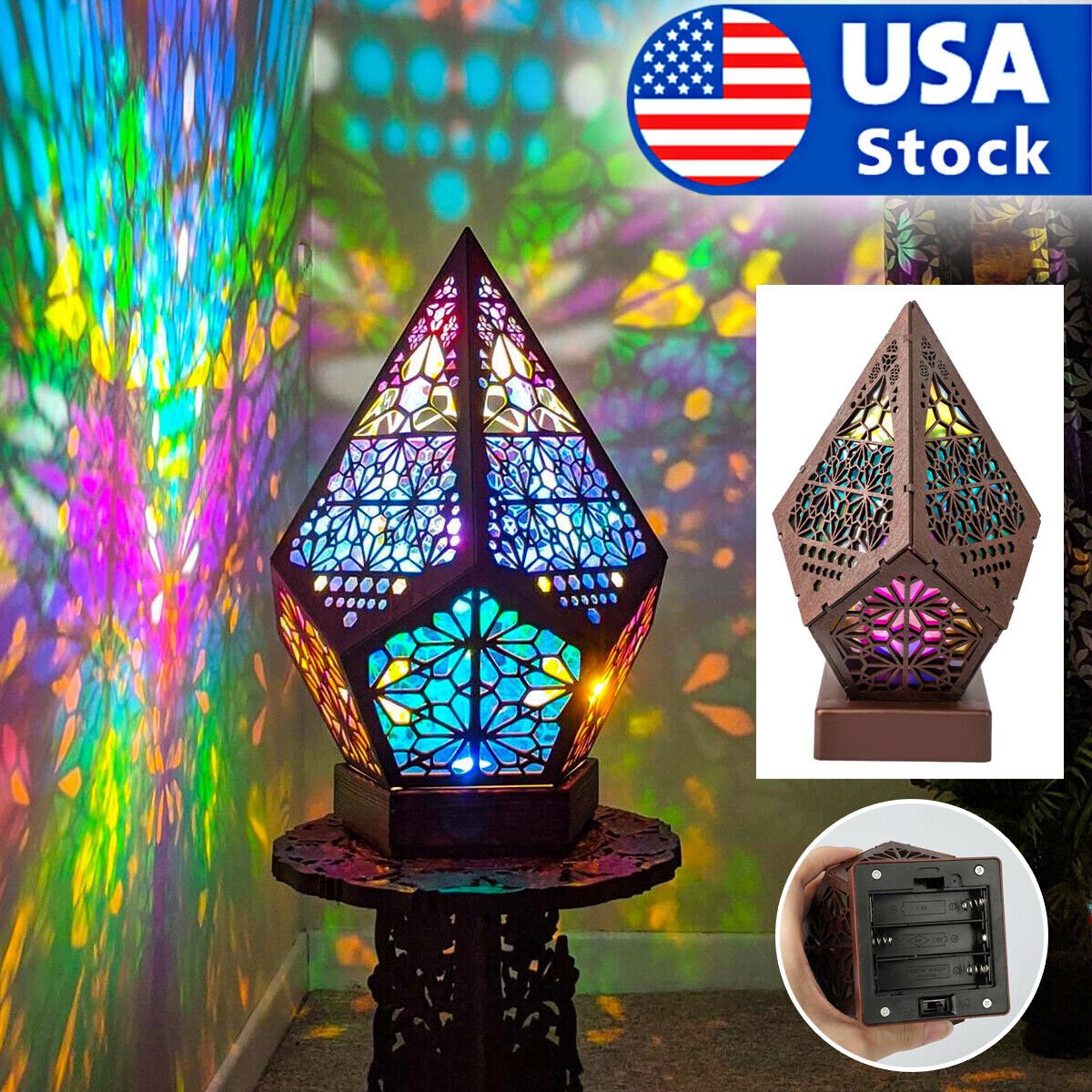 3D Colorful Bohemian LED Night Light Polar Star Starry Sky Floor Projection Lamp - myetyn