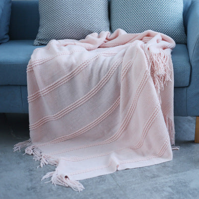 Knitted Sofa Blanket: Perfect for Bedding and Air Conditioning, Plain Color