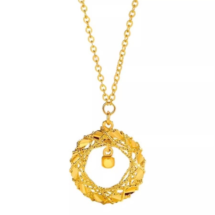 Fashion Gold Circle Net Design Necklace For Women Jewelry