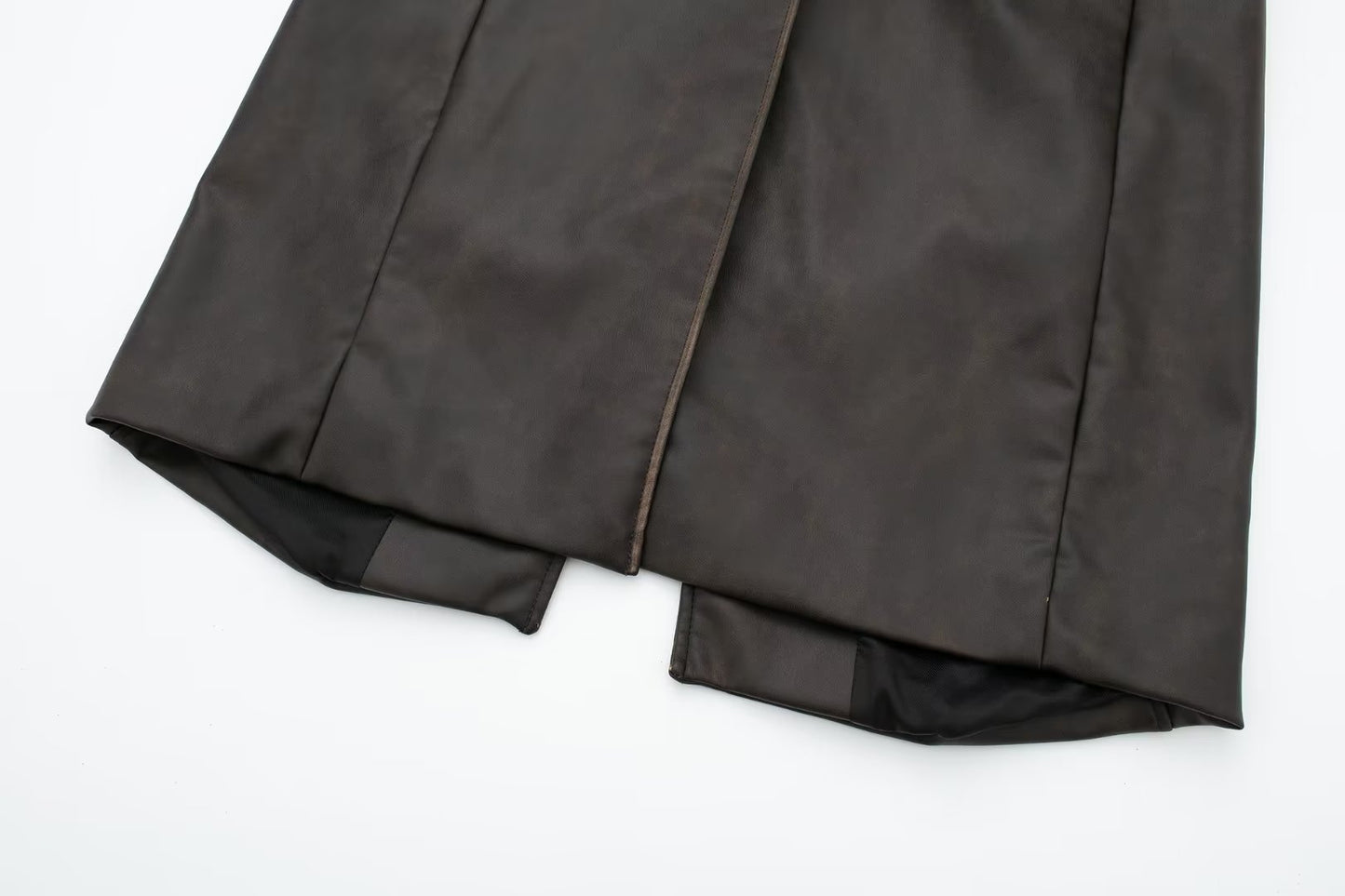 Autumn Leather Effect Belt Coat - myETYN