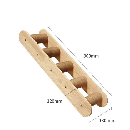 Pet Cat Climbing Frame Wall Type Solid Wood Wall Hanging Platform Ladder Pets Accessories