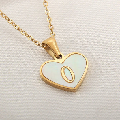 26 Letter Heart - shaped Necklace White Shell Love Clavicle Chain Fashion Personalized Necklace For Women Jewelry Valentine's Day - myetyn