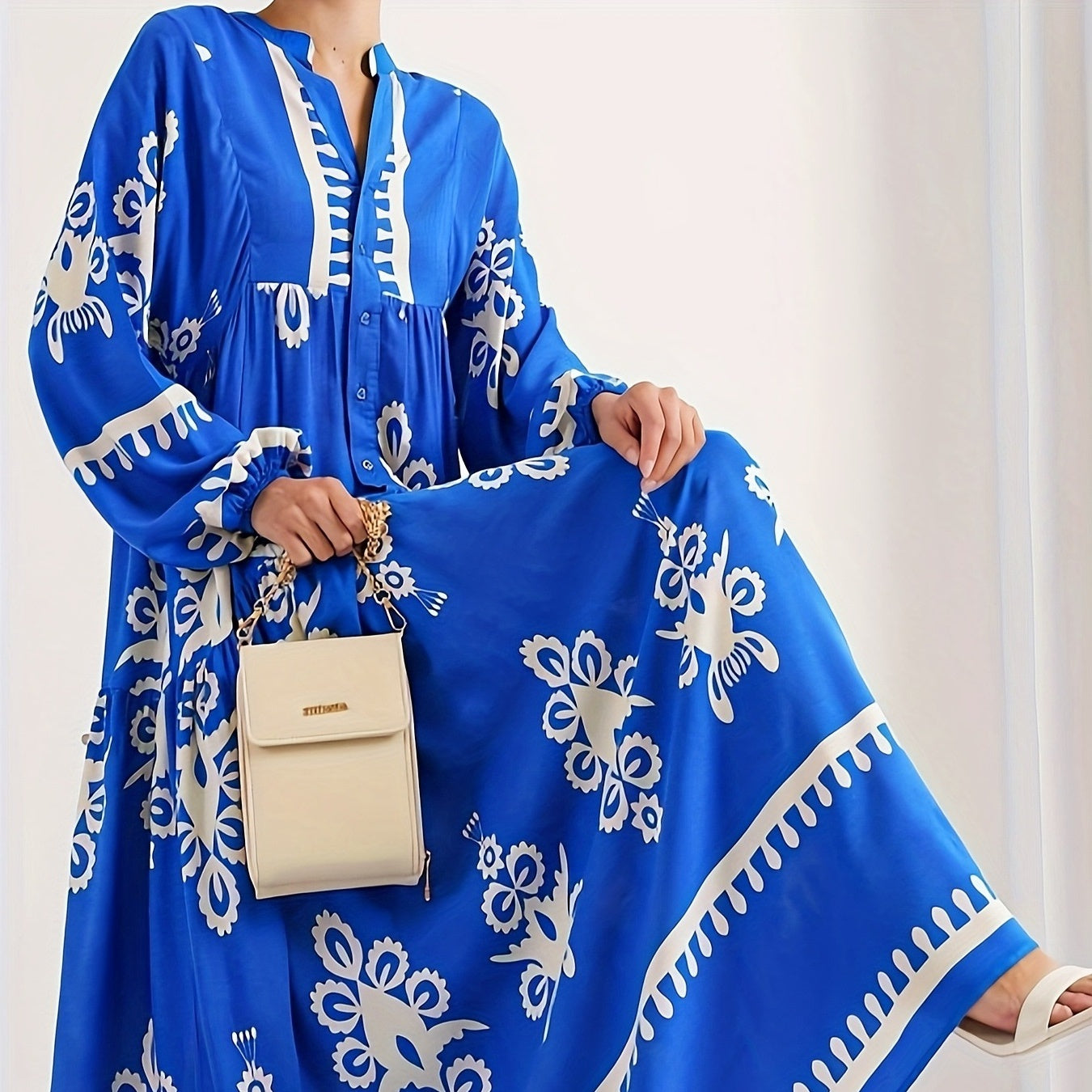 Womens Casual Long Sleeves Minimalist Dress