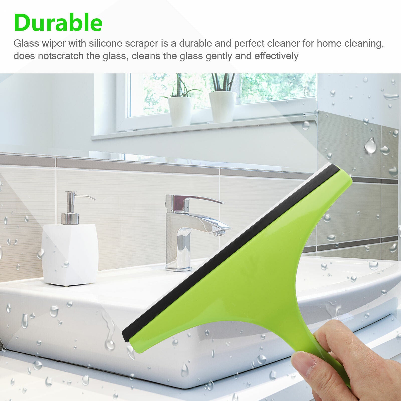 3X Glass Window Wiper Cleaner Squeegee Shower Screen Mirror Home Car Blade Brush Simple Green Car Glass Window Cleaner Wiper Cleaner Household Cleaning Brush Window Cleaning Tools - myETYN