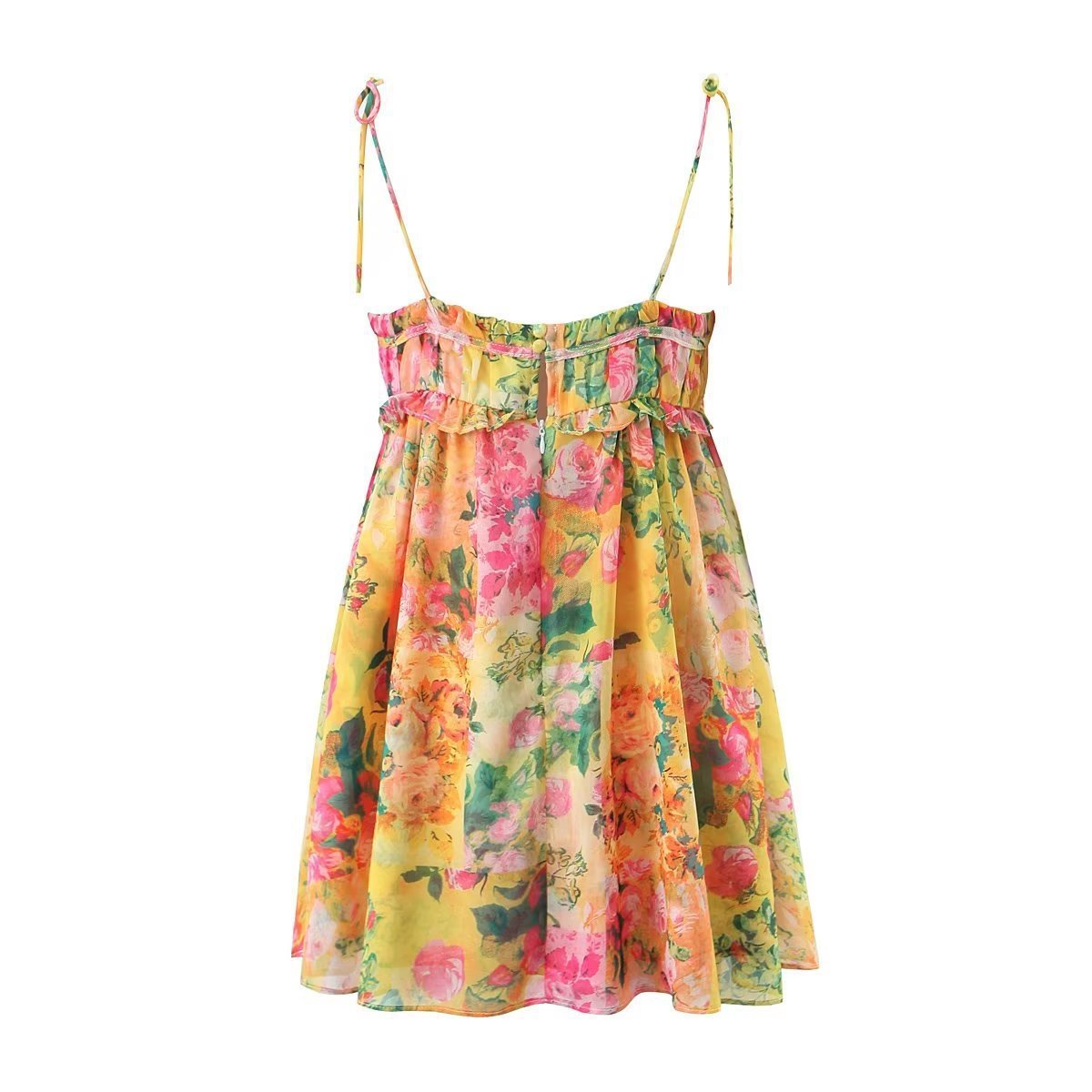 Women's Y2K Floral Print Suspender Dress - Summer Fashion Ruffled Beach Holiday Short Dress