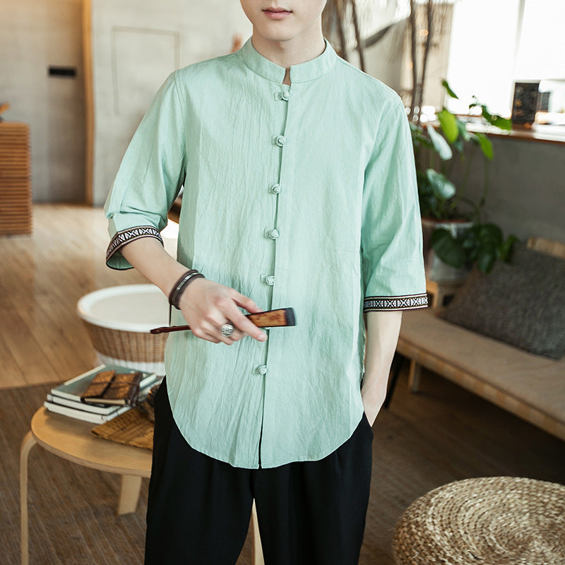 Contrast linen casual shirt