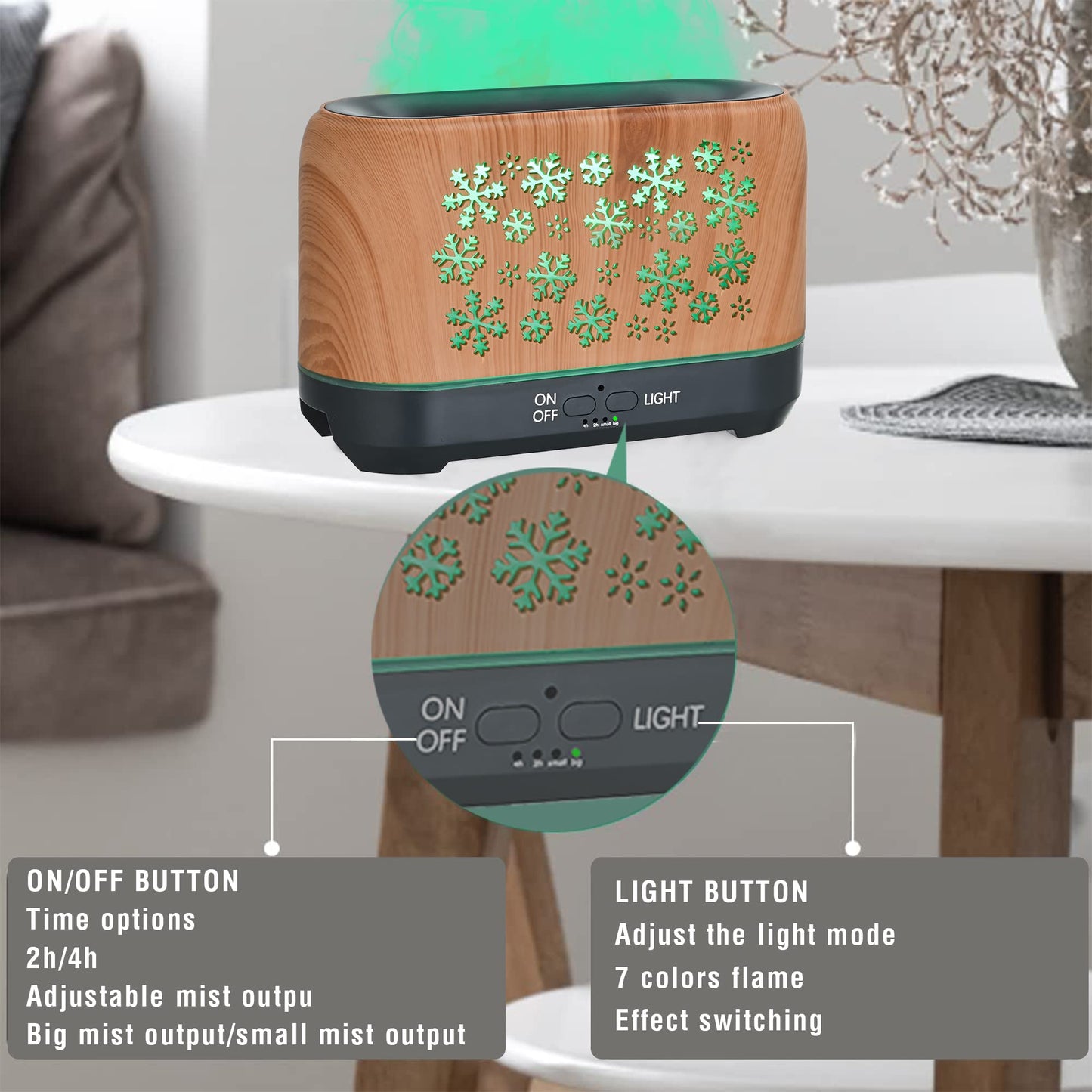 Christmas Snowflake Pattern Humidifier Household Colorful Aromatherapy Humidifier Atmosphere Colorful Diffuser - myETYN