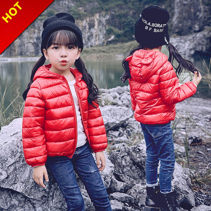 Children's cotton-padded jacket with thin ears down jacket