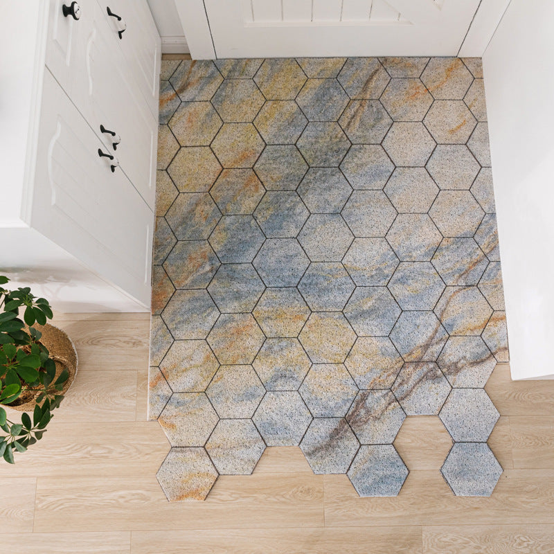 Non-slip Washable Hexagon Printed Custom Cut Doormat Carpet