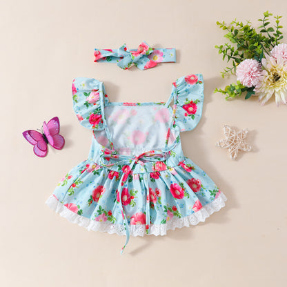 Baby Floral Romper Rompers Jumpsuit Skirt