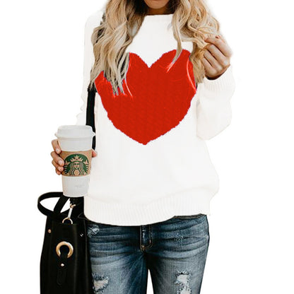 Love Printed Pullover Sweater For Women Solid Color Spring And Autumn Clothes - myETYN