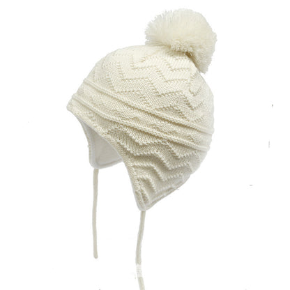 Children's Winter Knitted Cotton And Fleece Warm Cotton Hat