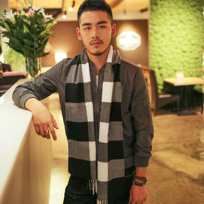 Men's Scarf Super Authentic British Check Warm Wai - myETYN