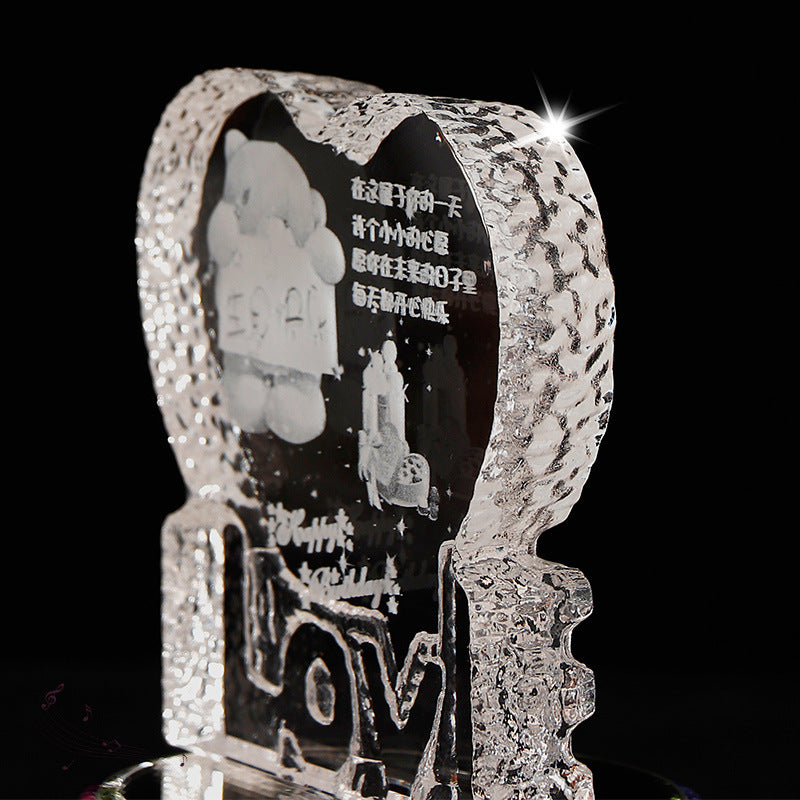 Personalized Gifts Crystal Photo Night Lamp Bluetooth Rotating Color Changing Music Player 3D Inner Carved - myETYN