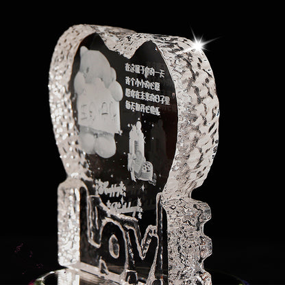 Personalized Gifts Crystal Photo Night Lamp Bluetooth Rotating Color Changing Music Player 3D Inner Carved - myETYN