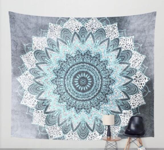 Indian Mandala Tapestry Green Blue Flower Beautiful Wall Art Tapestry 210x150cm Bedspread Beach Towel Yoga Blanket Table Cloth