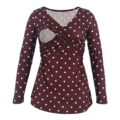 Deep V-neck print long sleeves - myETYN