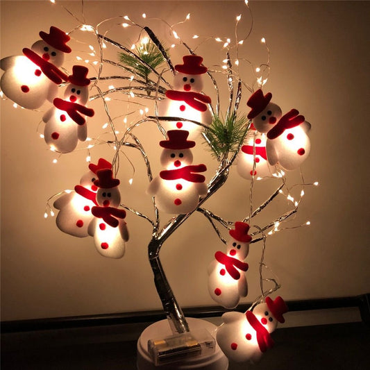 Snowman Christmas Tree LED Garland String Lights Snowflakes String Fairy Lights Hanging Ornaments