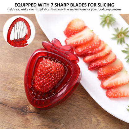 Red Strawberry Slicer Plastic Fruit Carving Tools Salad Cutter Berry Strawberry Cake Decoration Cutter Kitchen Gadgets