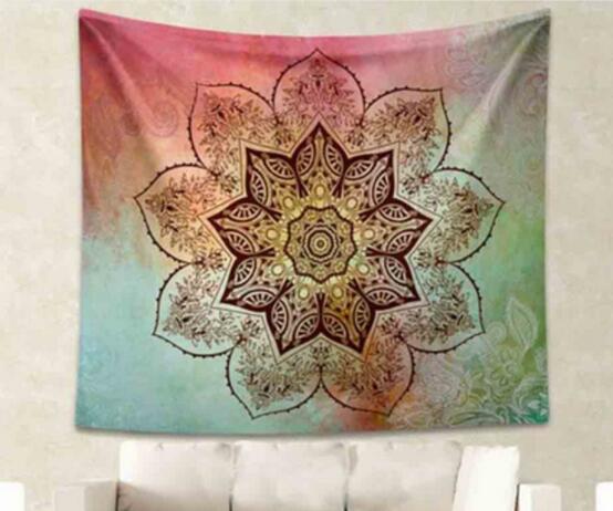 Indian Mandala Tapestry Green Blue Flower Beautiful Wall Art Tapestry 210x150cm Bedspread Beach Towel Yoga Blanket Table Cloth