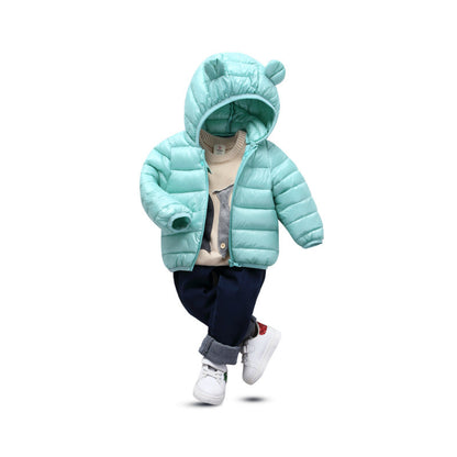 Children's cotton-padded jacket with thin ears down jacket