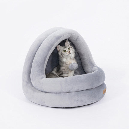 Cozy Crystal Velvet Cat & Small Dog Bed - Warm & Washable Pet House