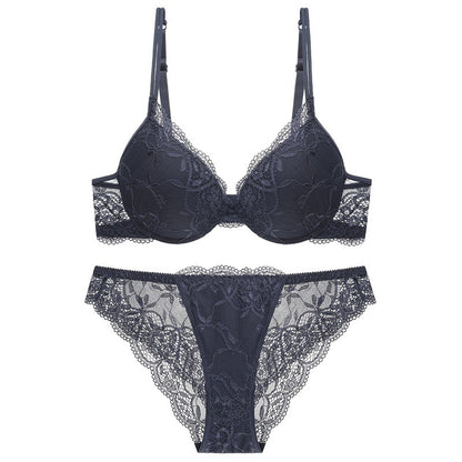 Sexy Deep Micro Push-Up Lace Bra Set