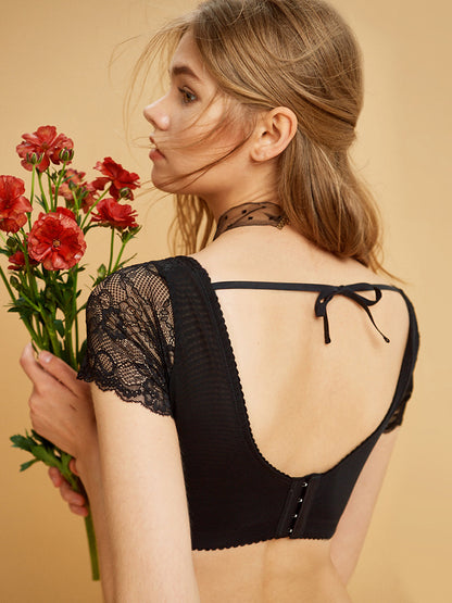 Sexy gather thin sweet lace bra