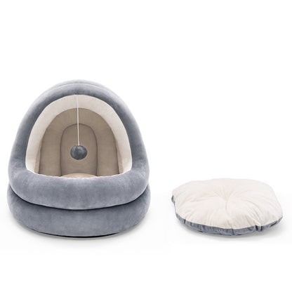 Cozy Crystal Velvet Cat & Small Dog Bed - Warm & Washable Pet House