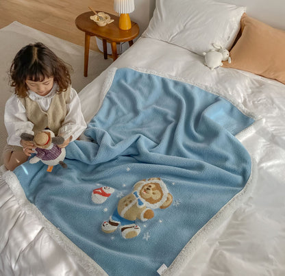 Children's Double-Sided Lamb Velvet Blanket: Versatile Cover and Quilt