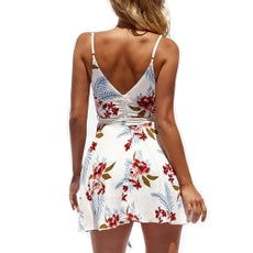 Summer print sling backless V-neck women\'s dress - myETYN