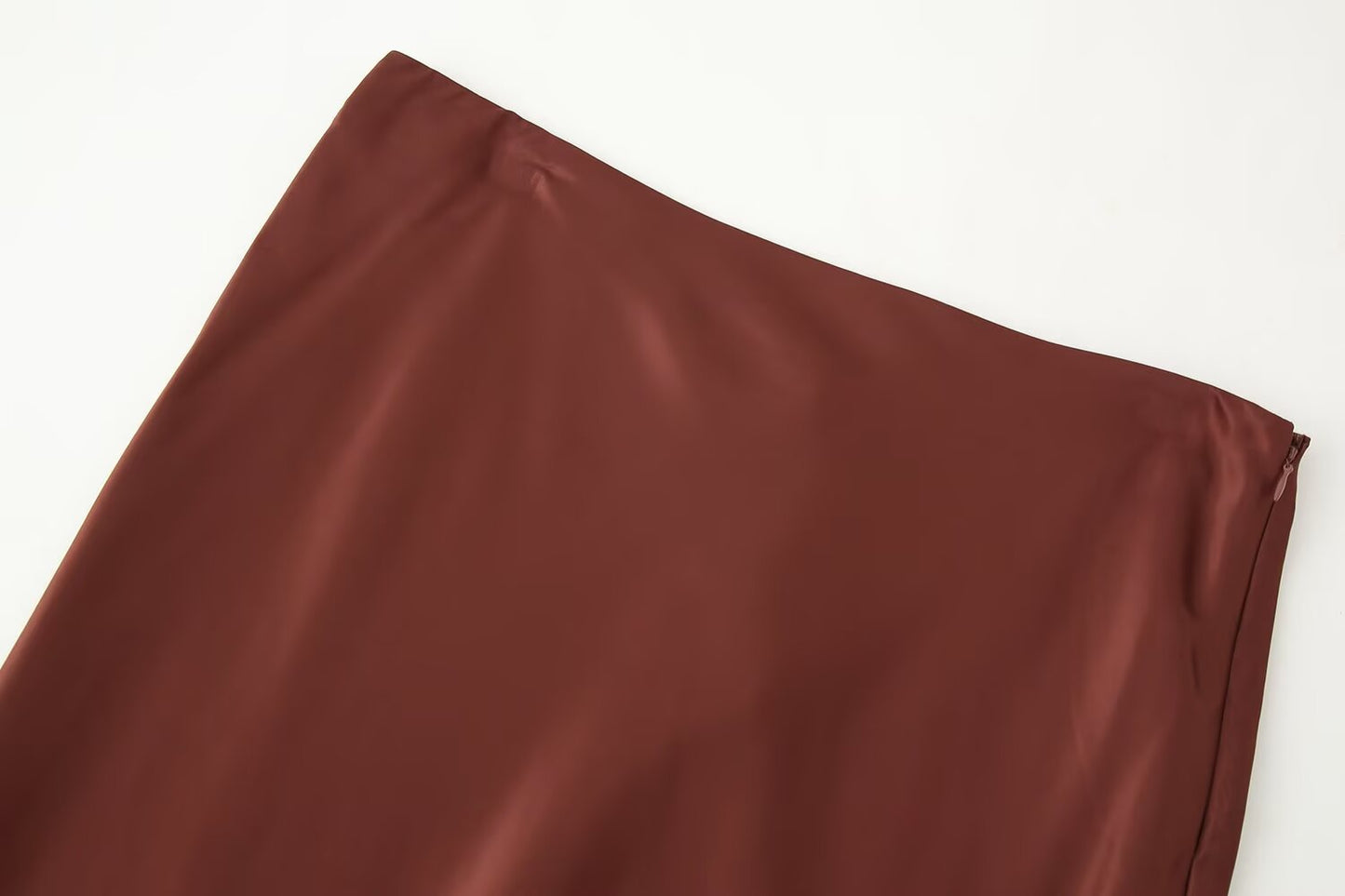 Women Clothing Top Product Casual Contrast Color Lace Trim Silk Satin Textured Skirt