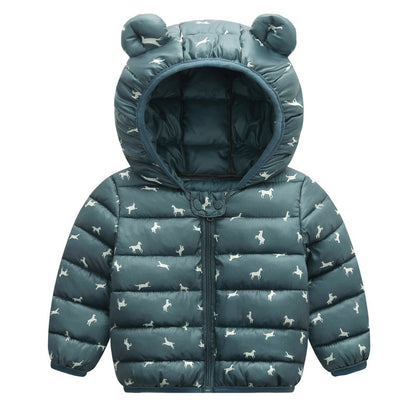 Children's cotton-padded jacket with thin ears down jacket