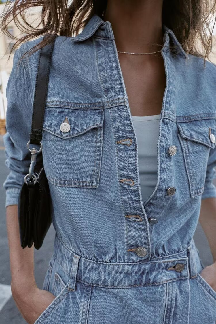 Women’s Slim Fit Denim Shirt Dress – Casual Office Button-Up Mini Dress